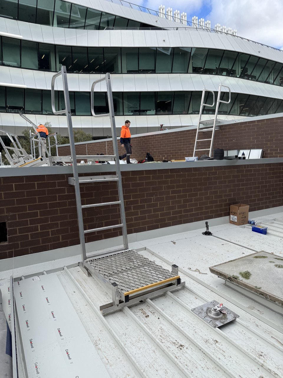 Height safety installation on commercial building